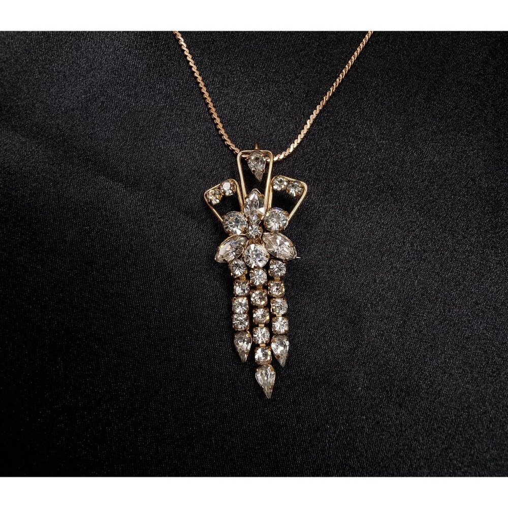 Vintage Star-Art 1/20 12 GF 1960s Necklace & Brooch Combo With Sparkling Rhinest